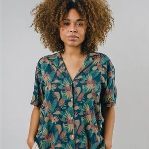 Brave Fabrics BLOUSE FLOWER VICHY NAVY